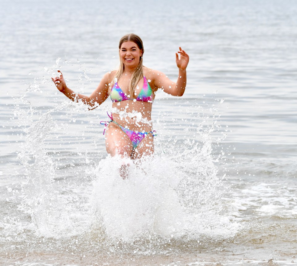 Cleo Leilani Khan enjoys the weather on St Annes beach in Lancashire