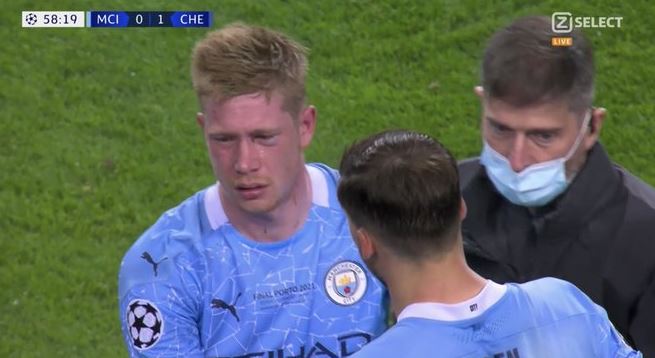 Manchester City ace Kevin De Bruyne was in tears after coming off with a head injury