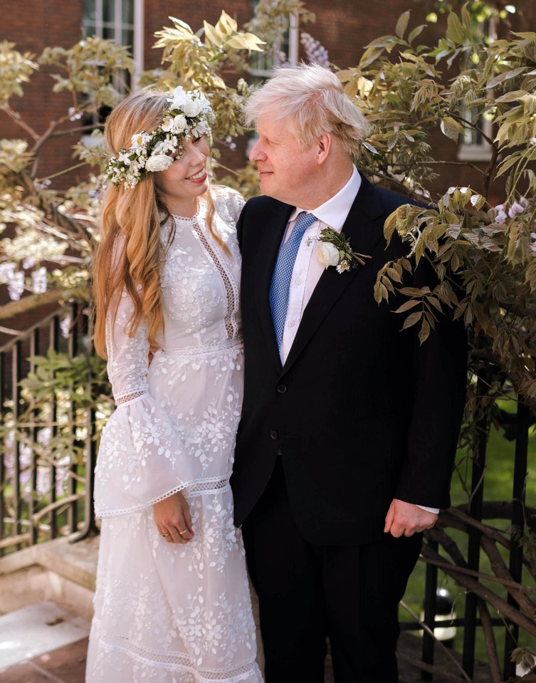 Boris Johnson and Carrie Symonds at their wedding celebration