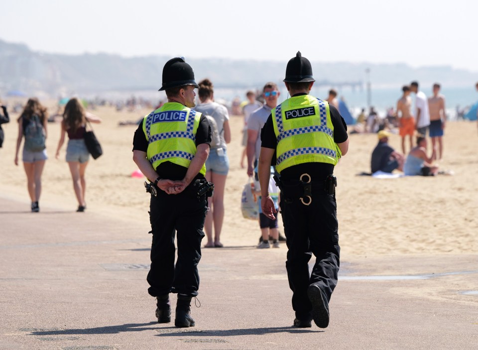 Cops patrol Bournemouth beach