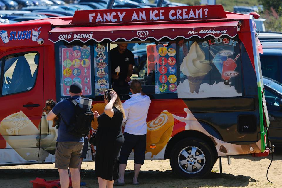 The ice-cream van in Camber Sands had plenty of customers this morning