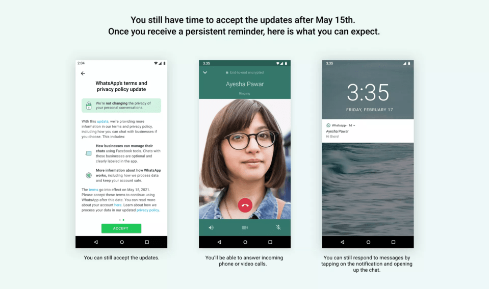 WhatsApp wants you to accept its new terms by May 15
