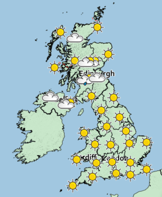 Sunshine is forecasted across the UK this weekend - as the weather begins to finally feel warmer