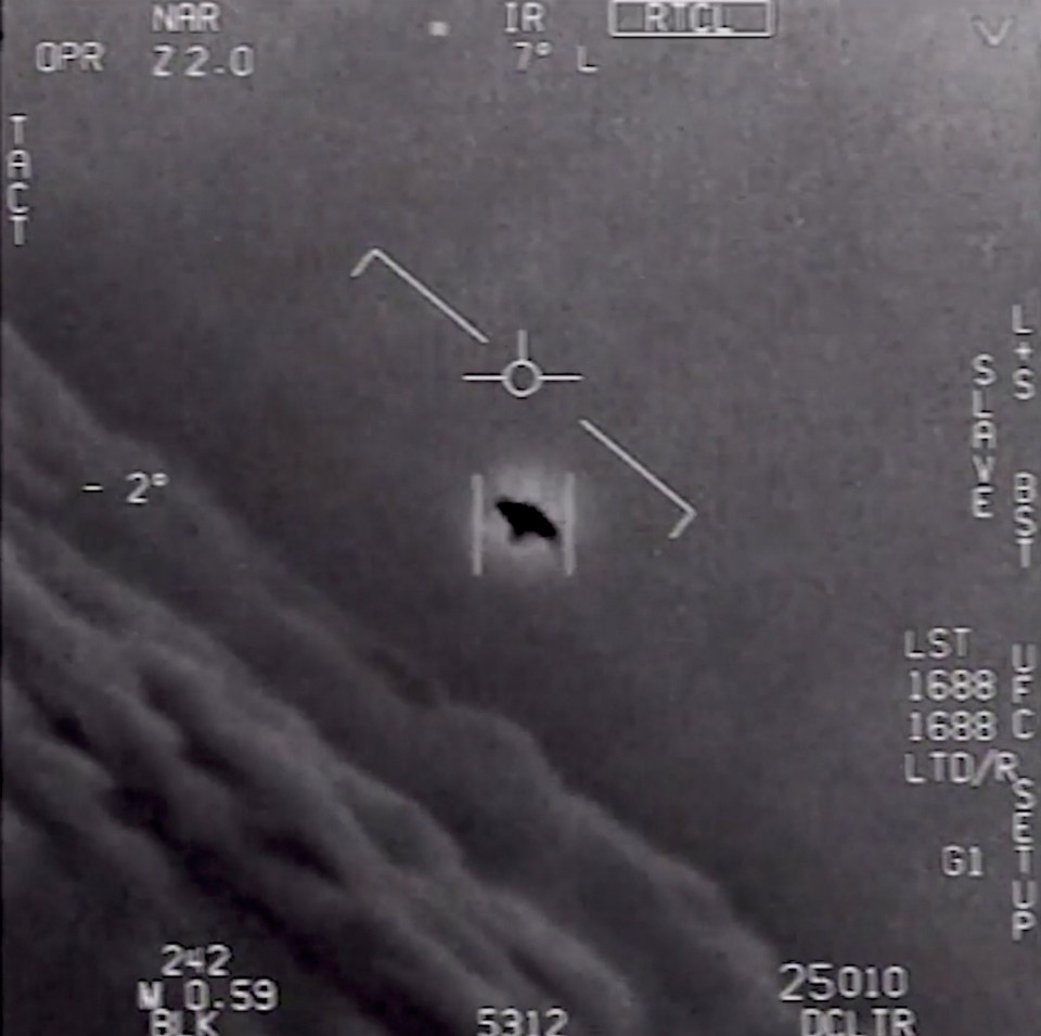 Screenshot from the ‘Gimbal’ UFO video which includes US Navy pilots exclaiming ‘look at that thing!’