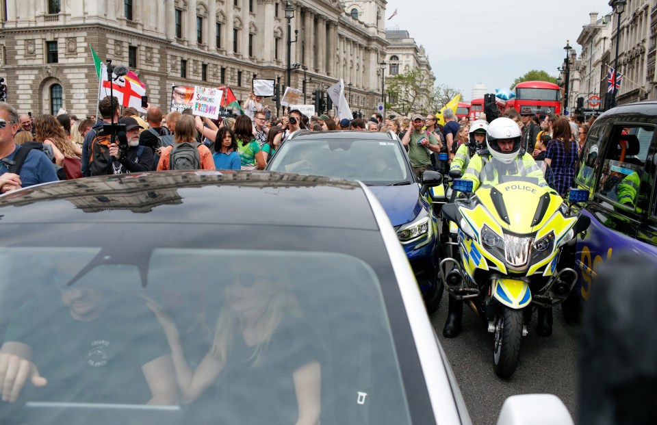 Demonstrators opposing the lockdown gather in London