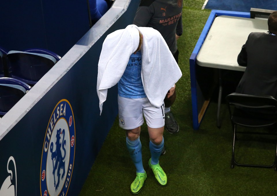 De Bruyne was inconsolable as he made his way down the tunnel