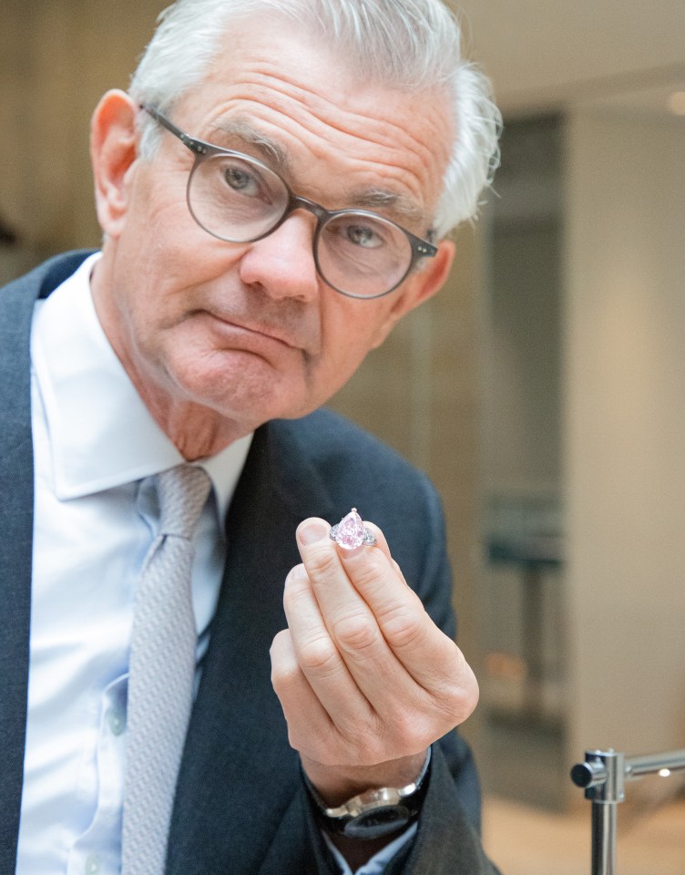 Michael Wainwright of Boodles holds a pink diamond worth £3.2 million