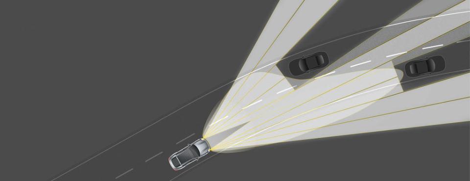 The lighting matrix shuts off areas of brightness to avoid blinding other drivers