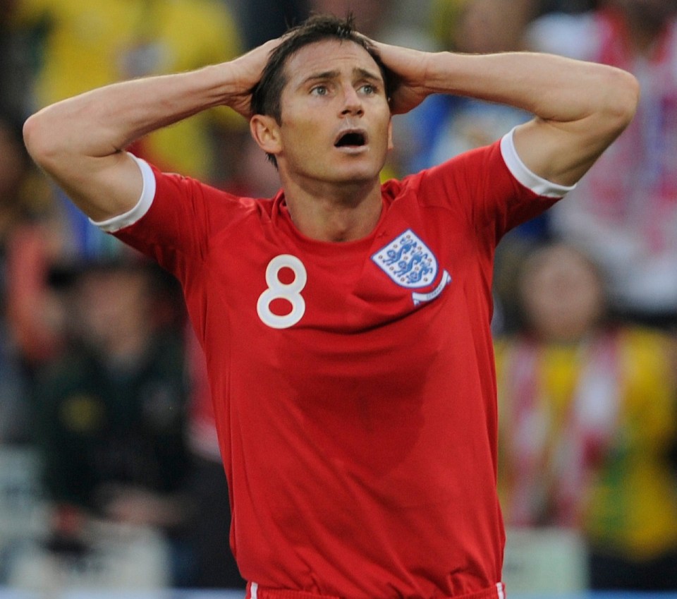 Frank Lampard's 'ghost goal' against Germany at the 2010 World Cup was ranked England's second most unfair moment ever