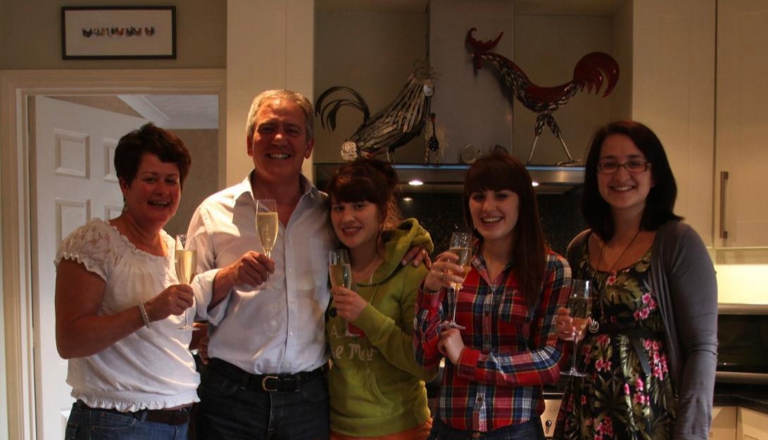 Parents Sean and Sue (left) with twins Melissa and Georgia (centre) and older sister Hana (right)