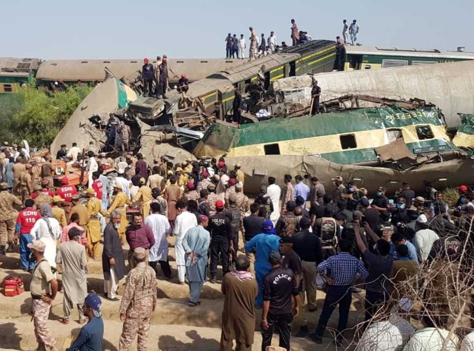 At least 38 people died when two trains crashed in Pakistan today