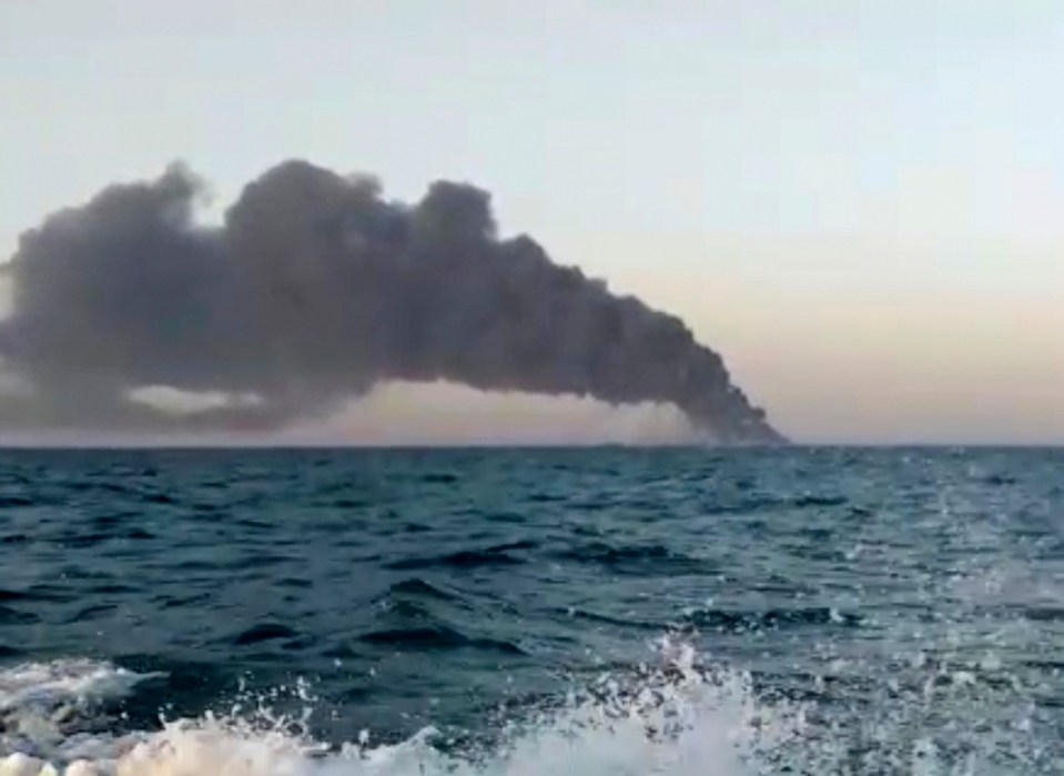 Pictures show smoke billowing from the ship