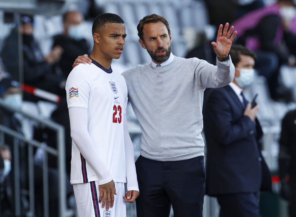 Mason Greenwood with England boss Gareth Southgate