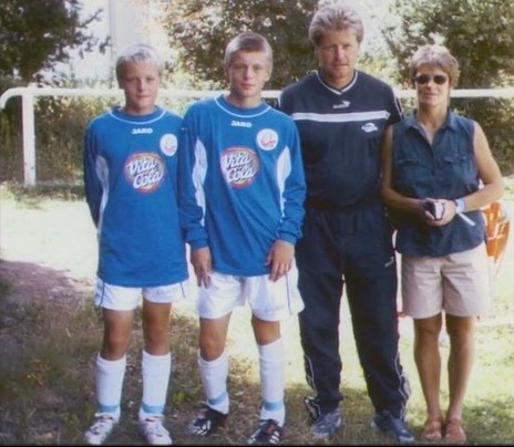 Toni Kroos, second from the left, looks every inch a footballer in this throwback snap with his parents