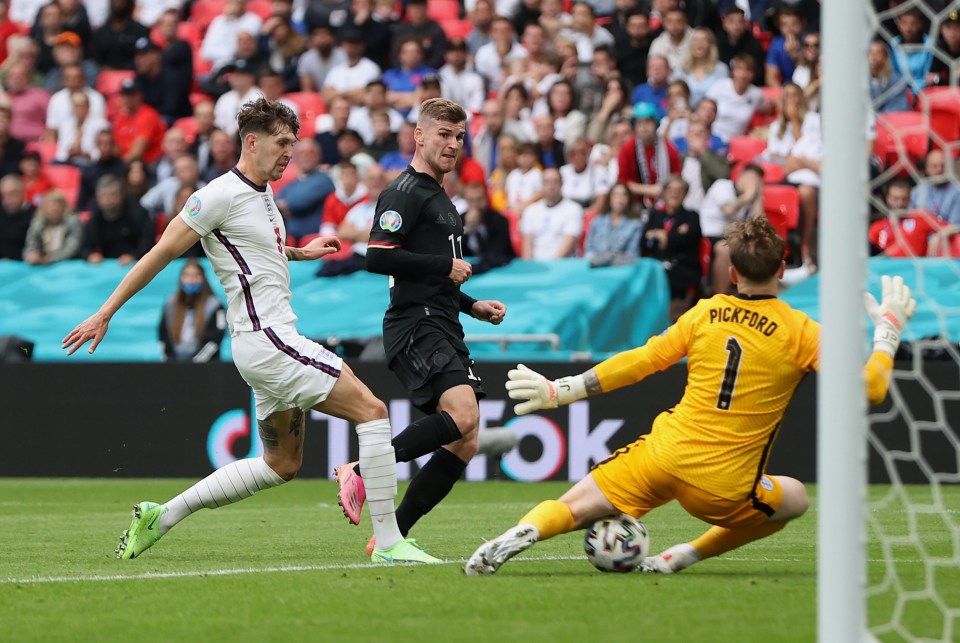 Timo Werner's effort brilliantly stopped by Jordan Pickford