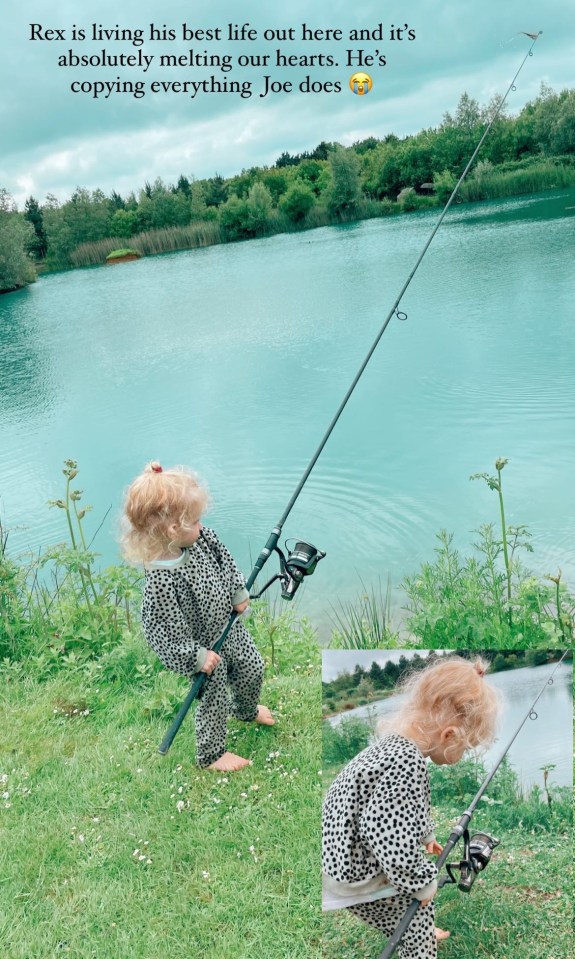 Little Rex also got involved as he clutched a fishing rod