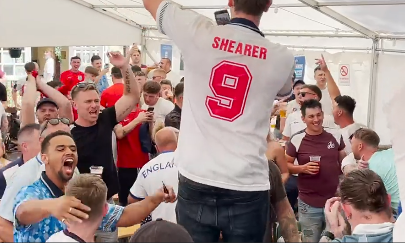 Fans stood on the tables as they celebrated Sterling's winner