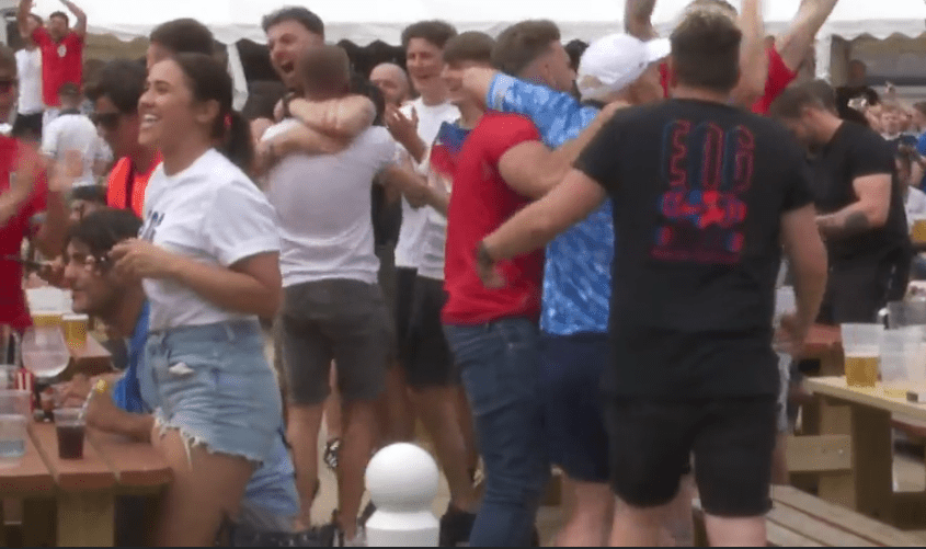 Others hugged in sheer delight as England won their opening game