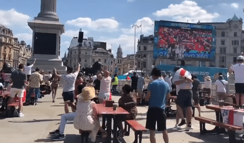 The full time whistle was met with cheers in London's Trafalgar Square