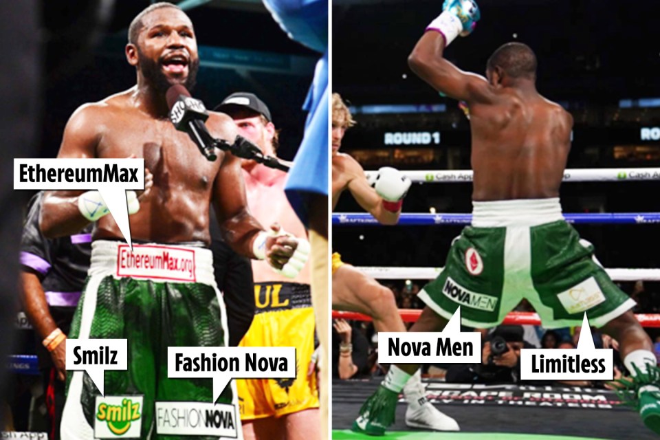 Floyd Mayweather said he banked £21m from sponsors on his shorts