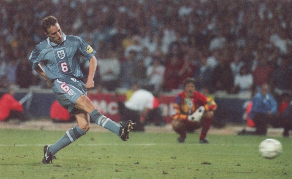 Gareth Southgate famously missed his deciding spot-kick in the semi-final penalty shootout defeat against Germany at Euro 1996