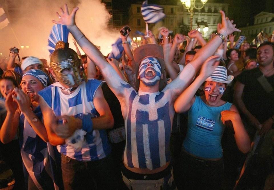 Greece fans couldn't believe it - but the team were unaware of the wild scenes back home