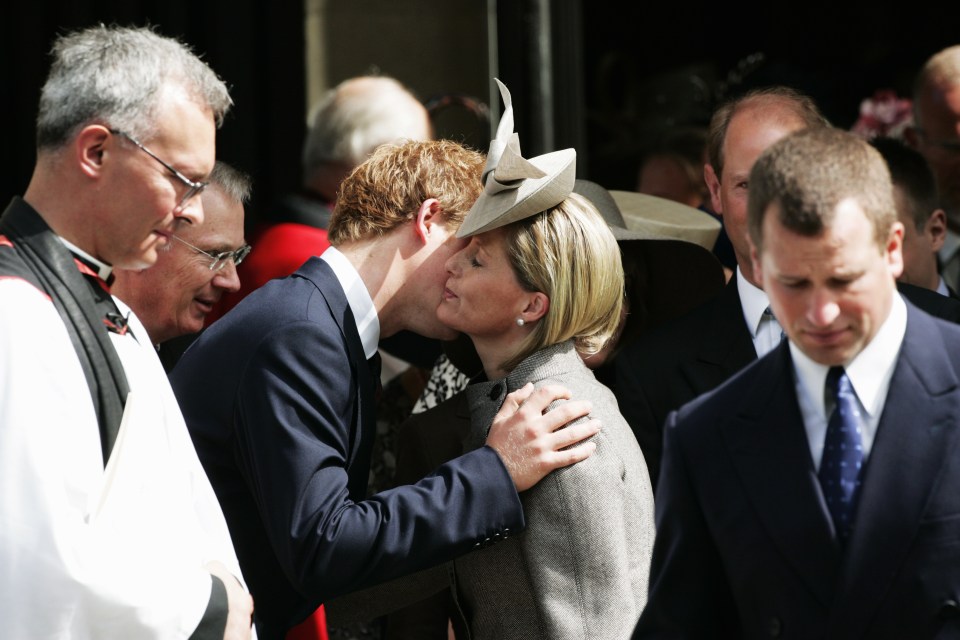 Prince Harry greets Sophie at a memorial service for Diana