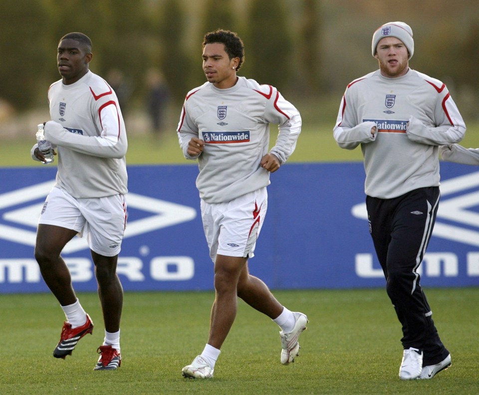 Miach Richards (left) wearing a pair of Adidas Predators during England training – the same pair of boots Steven Gerrard wore for large parts of his career