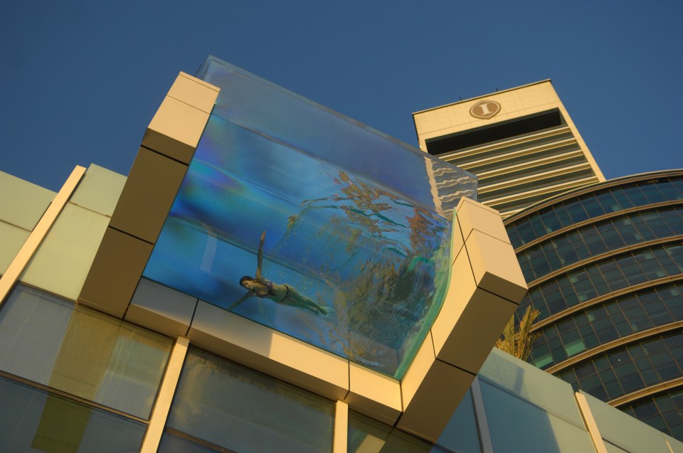 Guests can get the best views of Dubai through the glass bottom, 100ft above the street