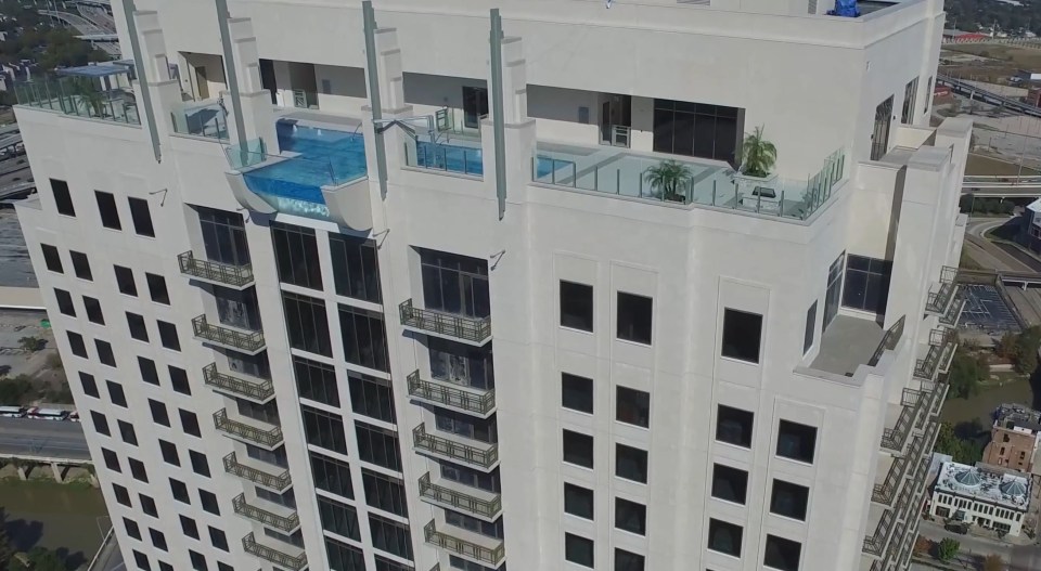 Only residents can enjoy this rooftop glass-bottom pool in Houston