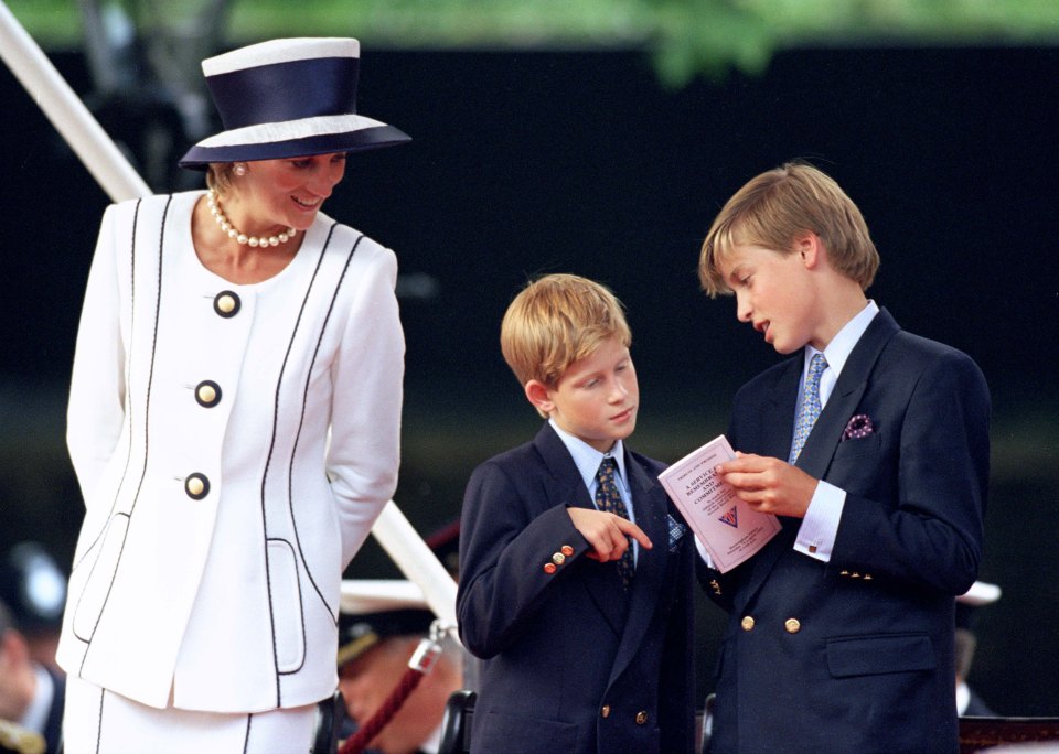 The Princess with William and Harry when they were boys