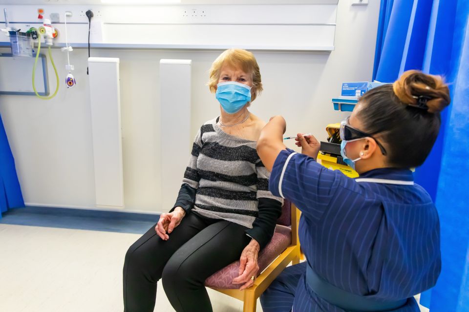 Margaret Keenan, 91, receives her second dose of the Pfizer Covid-19 vaccine