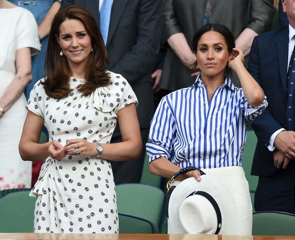 Kate and Meghan watch the Women's final at the Wimbledon Championships back in 2018