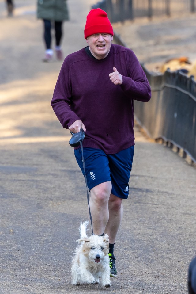 The PM goes for a jog with his pooch Dilyn