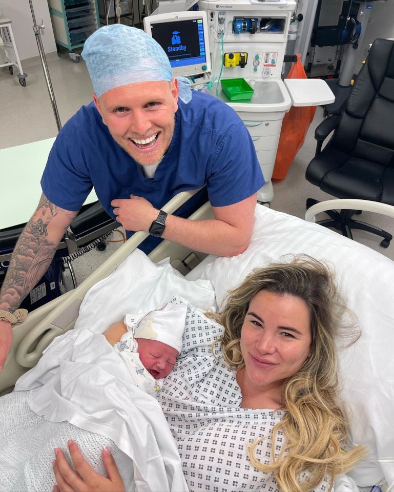 Georgia gave birth to son Brody just last month