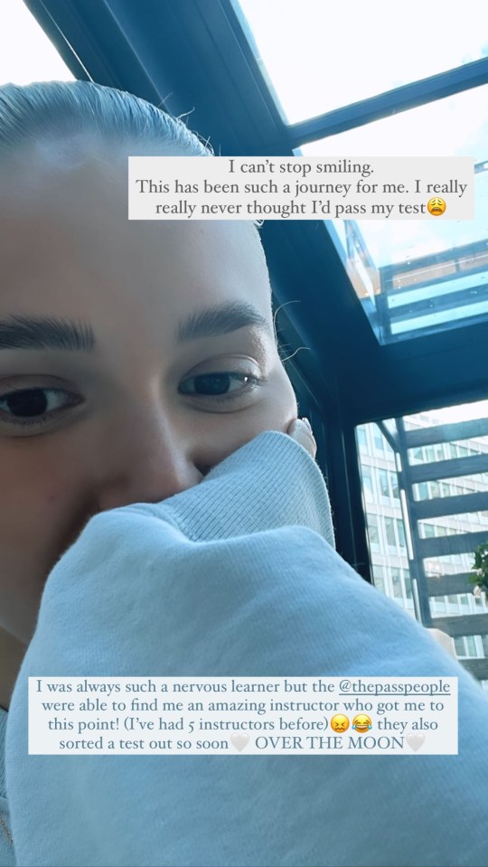 The influencer said she 'couldn't stop smiling' after passing her test