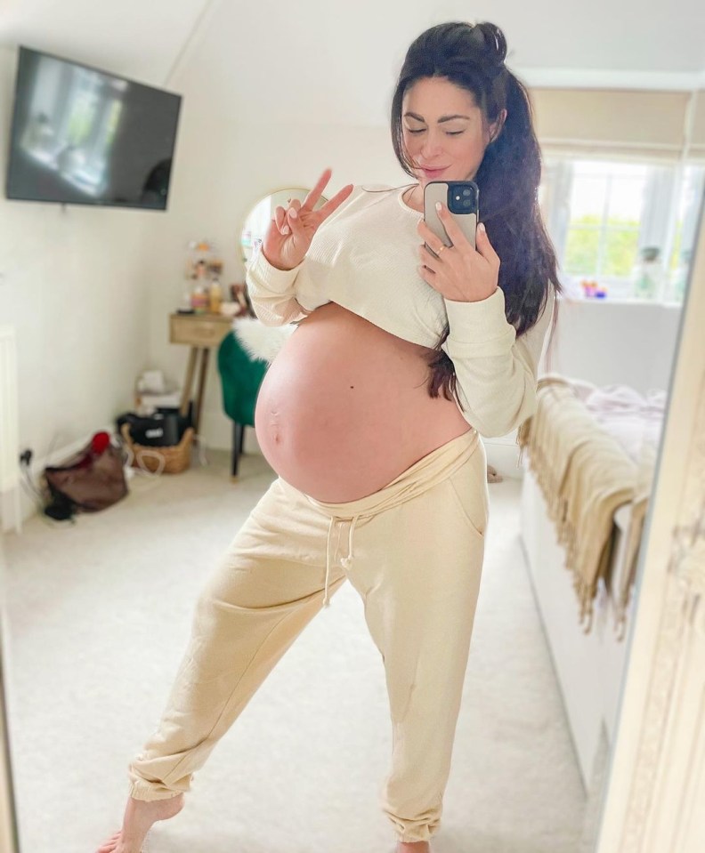 The former glamour model revealed she was expecting her third baby in a social media post in February