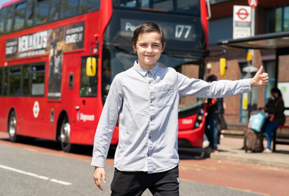 Alfie is now an expert with the 472 — the bus he rides to school every day — his No1