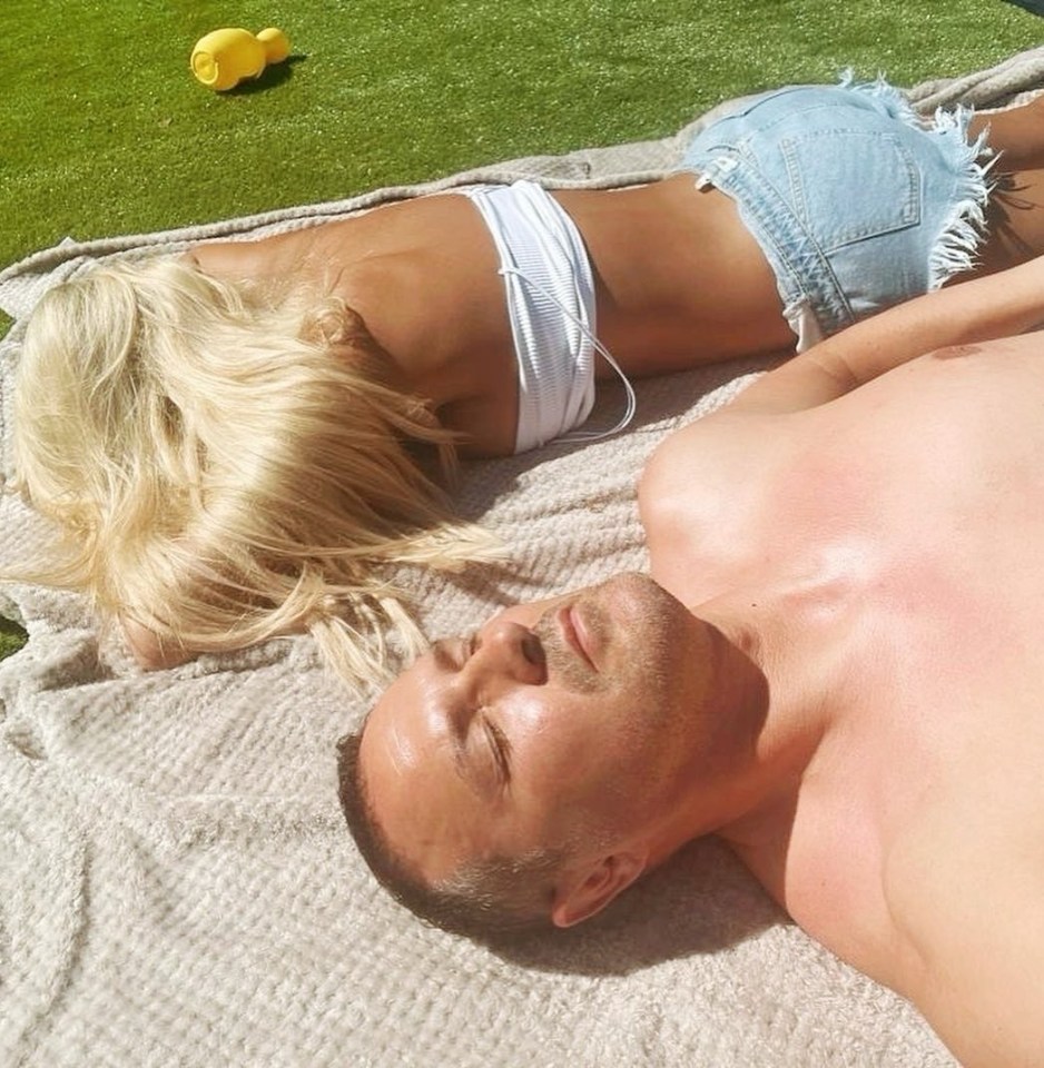 Christine usually sunbathes with her hubby Paddy