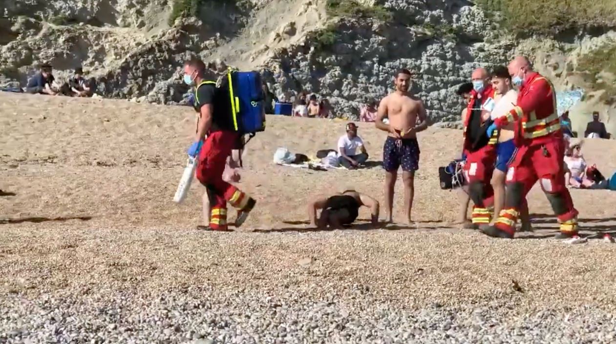 Emergency services rushed to the scene to help the diver