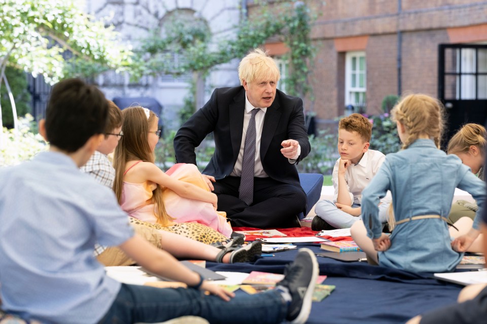 Boris Johnson hosted a group of kids in the No10 garden this afternoon