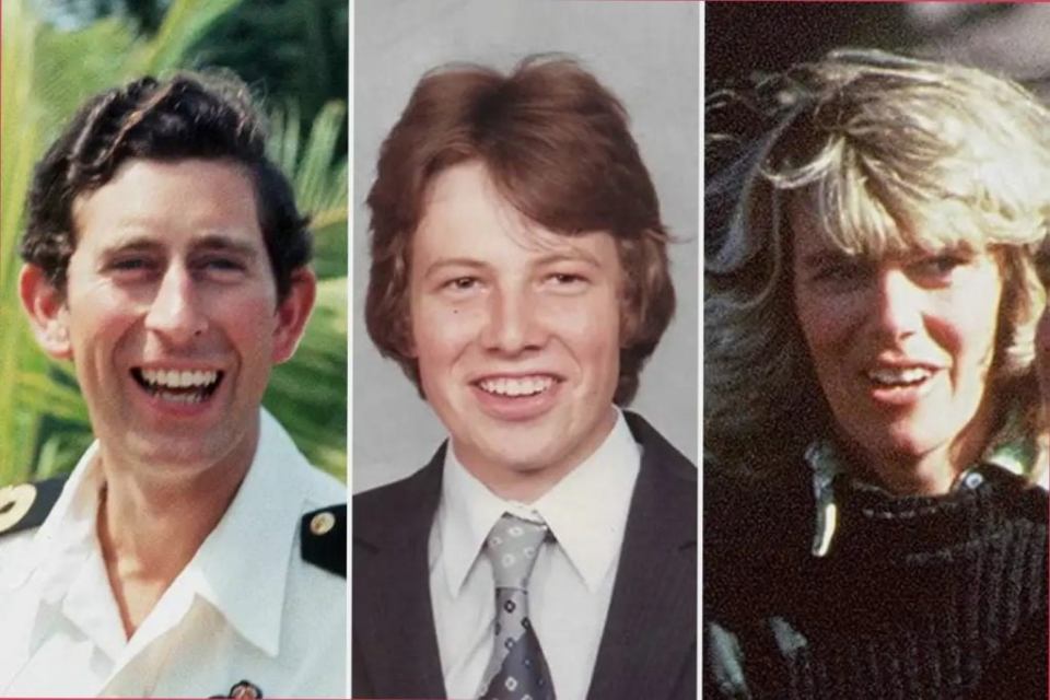 A photo comparing Simon with a young Prince Charles and Camilla