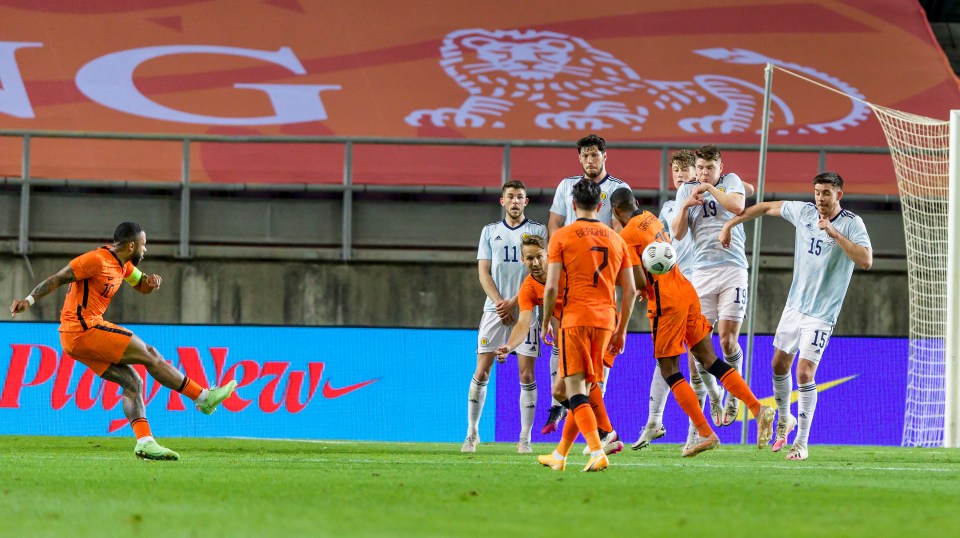 Memphis Depay denied Scotland a famous victory with a late free-kick