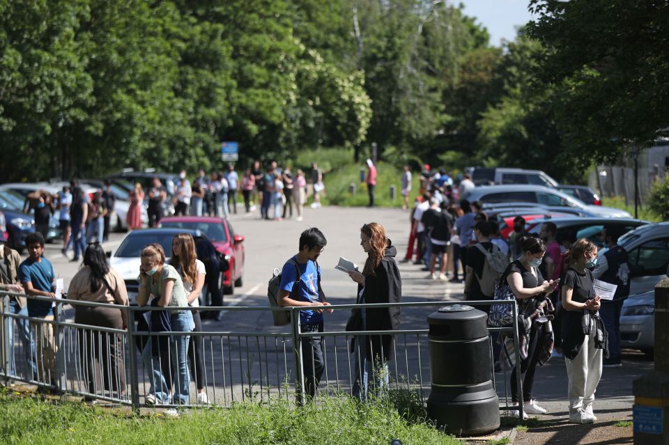 The queue snaked around the car park of the health centre