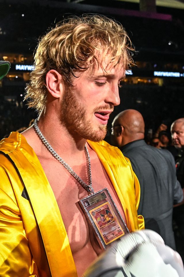 Logan Paul walked to the ring wearing a £100,000 Pokemon card