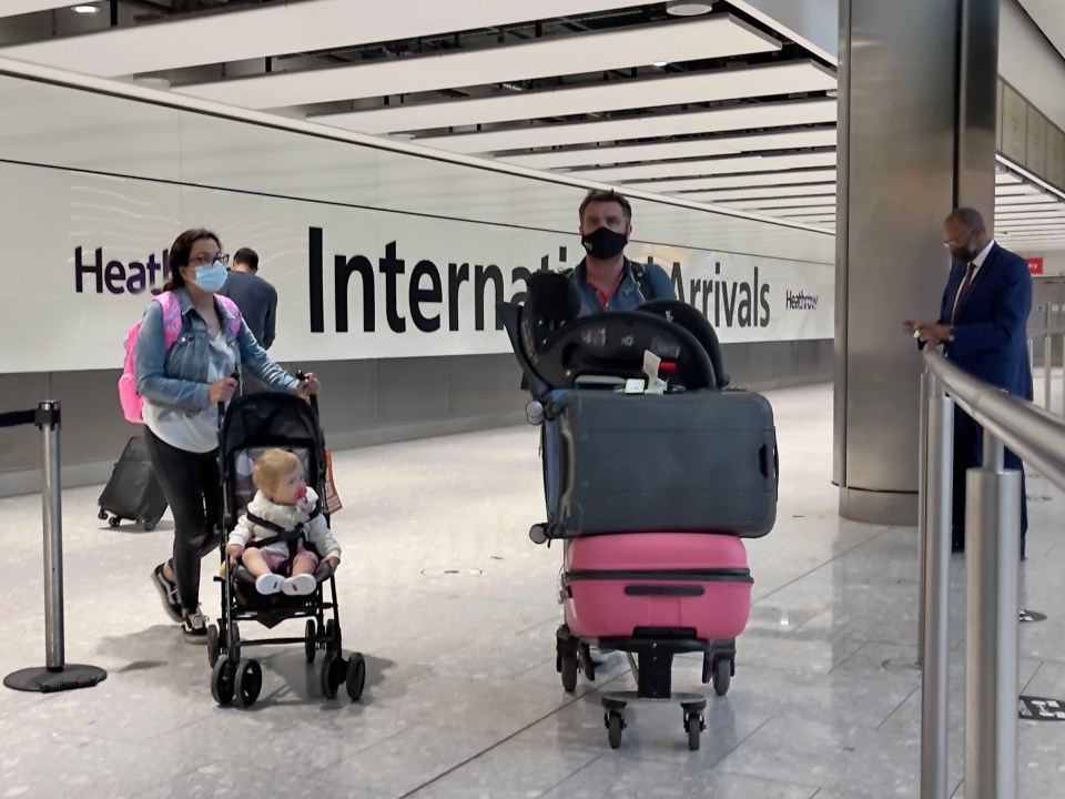 Families arriving into Heathrow yesterday evening