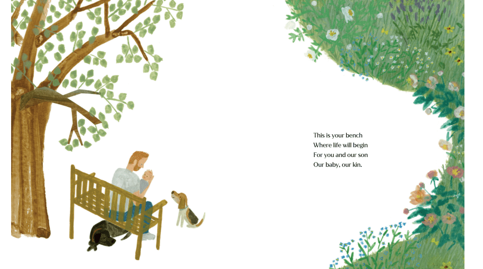 The forget-me-nots feature in the picture book The Bench