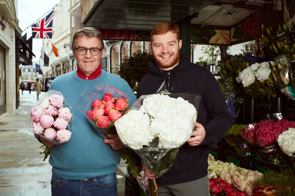 Pete Watkins with his son, Pete Watkins, at their family flower stall