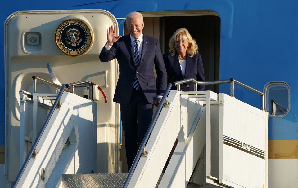 Mr Biden, 78, is being joined by his wife Gill, 70