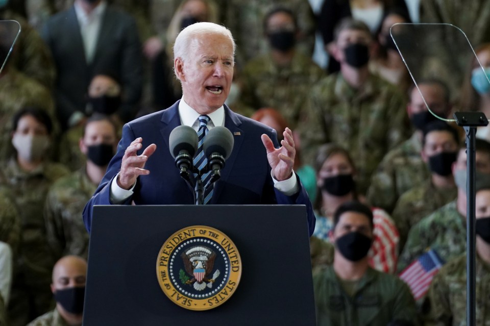 The President addressed US troops in Suffolk as he began his eight-day trip to Europe